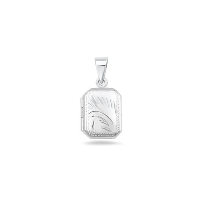 Sterling Silver Polished Rectangle Engraved Locket Pendant