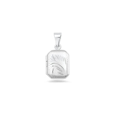 Sterling Silver Polished Rectangle Engraved Locket Pendant