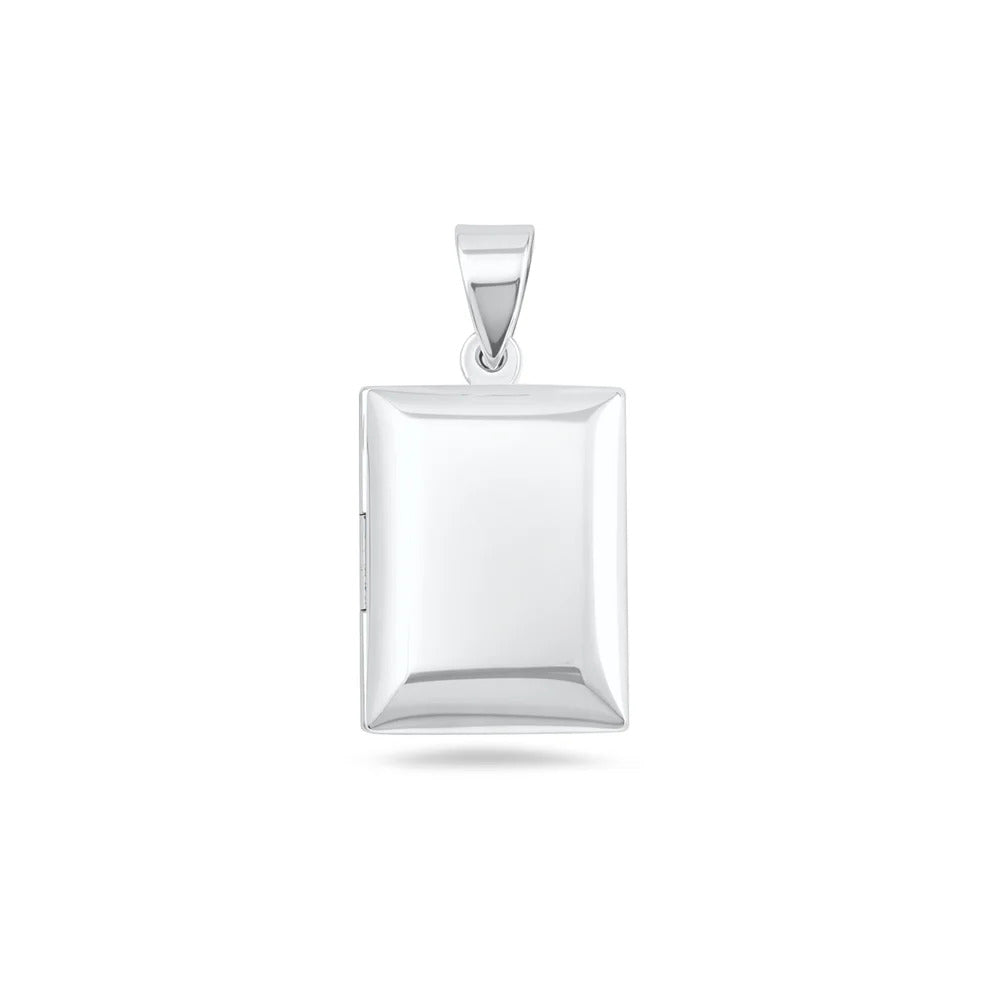 Sterling Silver Polished Rectangle Locket Pendant
