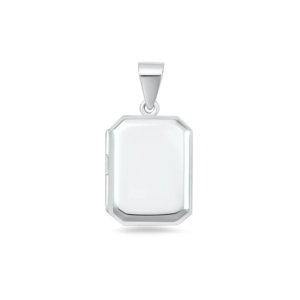 Sterling Silver Polished 21.4mm Rectangle Locket Pendant