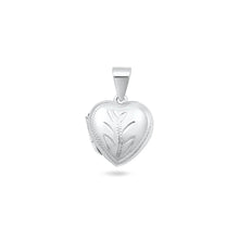 Load image into Gallery viewer, Sterling Silver Polished 15mm Engraved Heart Locket Pendant