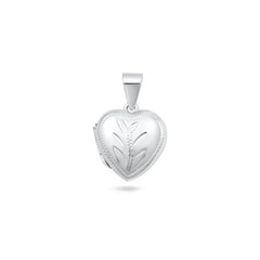 Sterling Silver Polished 15mm Engraved Heart Locket Pendant