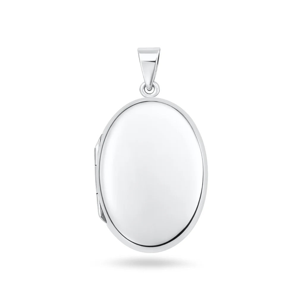 Sterling Silver Polished 32mm Oval Locket Pendant