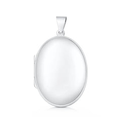 Sterling Silver Polished 35mm Oval Locket Pendant
