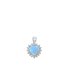 Load image into Gallery viewer, Sterling Silver Light Blue Lab Opal And CZ Heart Pendant