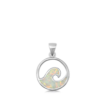 Load image into Gallery viewer, Sterling Silver White Lab Opal Wave Pendant
