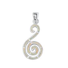 Load image into Gallery viewer, Sterling Silver White Lab Opal Swirl Pendant