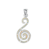 Sterling Silver White Lab Opal Swirl Pendant