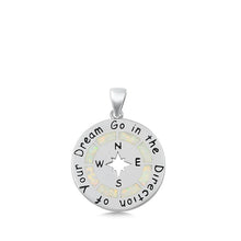 Load image into Gallery viewer, Sterling Silver White Lab Opal Compass Pendant