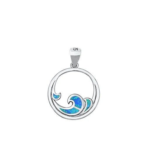 Sterling Silver Blue Lab Opal Waves Of Life Pendant