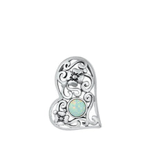 Load image into Gallery viewer, Sterling Silver White Lab Opal Heart Pendant