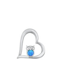 Load image into Gallery viewer, Sterling Silver Heart And Owl Blue Lab Opal Pendant