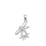 Sterling Silver White Lab Opal Dragonfly Pendant