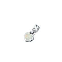 Load image into Gallery viewer, Sterling Silver Heart White Lab Opal Pendant