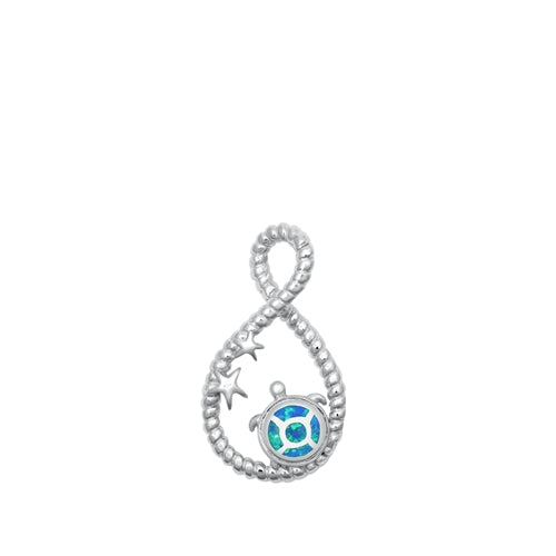 Sterling Silver Blue Lab Opal Sea Turtle Pendant