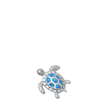 Load image into Gallery viewer, Sterling Silver Sea Turtle Blue Lab Opal Pendant