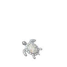 Load image into Gallery viewer, Sterling Silver Sea Turtle White Lab Opal Pendant