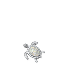 Sterling Silver Sea Turtle White Lab Opal Pendant