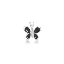 Load image into Gallery viewer, Sterling Silver Rhodium Plated Black Onyx And Clear CZ Butterfly Pendant
