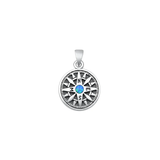 Sterling Silver Oxidized Blue Lab Opal Compass Pendant