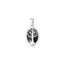 Load image into Gallery viewer, Sterling Silver Oxidized And Polished Black Onyx Stone Tree Of Life Pendant