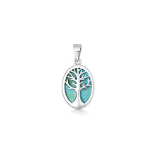 Load image into Gallery viewer, Sterling Silver Oxidized And Polished Genuine Turquoise Stone Tree Of Life Pendant