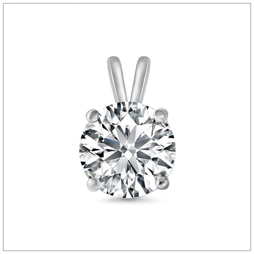 Sterling Silver Rhodium Plated Lab Created Diamond Pendant-6mm