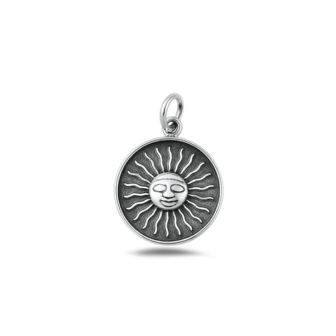 Sterling Silver Oxidized And Polished Sun Pendant