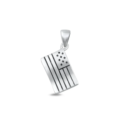 Sterling Silver Oxidized American Flag Pendant