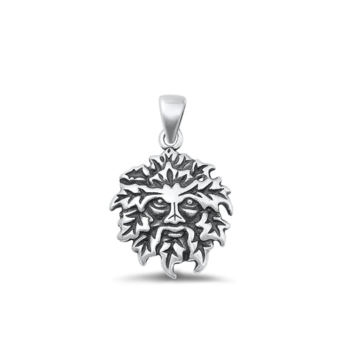 Sterling Silver Oxidized Green Man Pendant