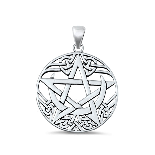 Sterling Silver Oxidized Celtic Pentagram Pendant