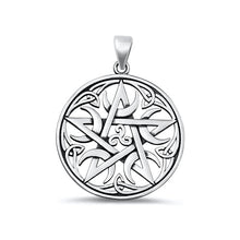 Load image into Gallery viewer, Sterling Silver Oxidized Pentagram, Moon, and Triskelion Pendant-28.5mm