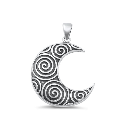 Sterling Silver Oxidized Crescent Moon Pendant