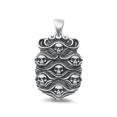 Sterling Silver Oxidized Skulls Pendant