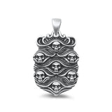 Sterling Silver Oxidized Skulls Pendant