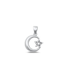 Load image into Gallery viewer, Sterling Silver Oxidized Moon and Star Pendant