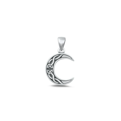 Sterling Silver Oxidized Celtic Moon Pendant
