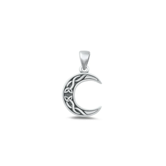 Sterling Silver Oxidized Celtic Moon Pendant