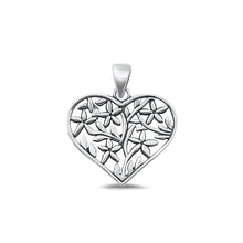 Load image into Gallery viewer, Sterling Silver Oxidized Heart and Flower Pendant