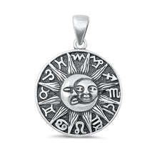 Load image into Gallery viewer, Sterling Silver Oxidized Sun, Moon, Zodiacs Pendant