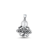 Sterling Silver Oxidized Octopus Pendant-20mm