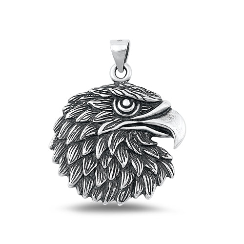 Sterling Silver Oxidized Eagle Head Pendant