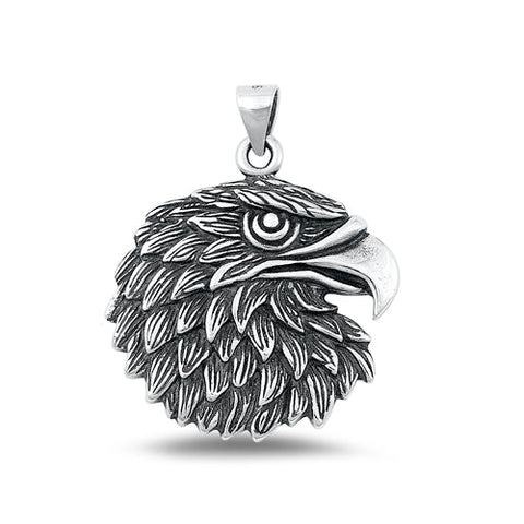 Sterling Silver Oxidized Eagle Head Pendant