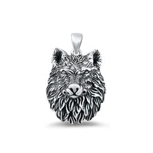 Load image into Gallery viewer, Sterling Silver Oxidized Wolf Head Pendant