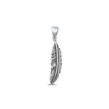 Load image into Gallery viewer, Sterling Silver Oxidized Feather Pendant