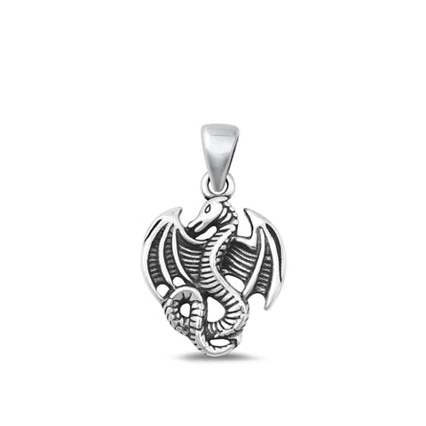 Sterling Silver Oxidized Dragon Pendant