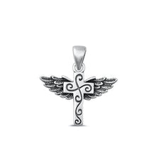 Load image into Gallery viewer, Sterling Silver Oxidized Cross with Wings Pendant