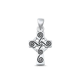 Sterling Silver Oxidized Triskele Cross Pendant