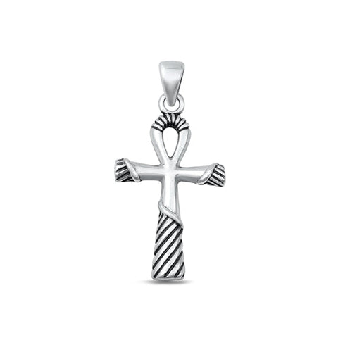 Sterling Silver Oxidized Ankh Pendant-28.5mm