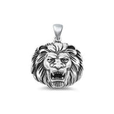 Sterling Silver Oxidized Lion Head Pendant